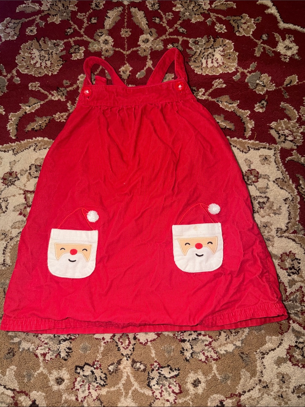 Carter's Red Holiday Pinafore Dress with Santa Pockets